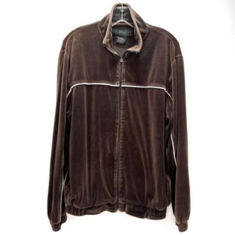 Retro Equipment by HG Design International Velour Track Jacket Brown Medium